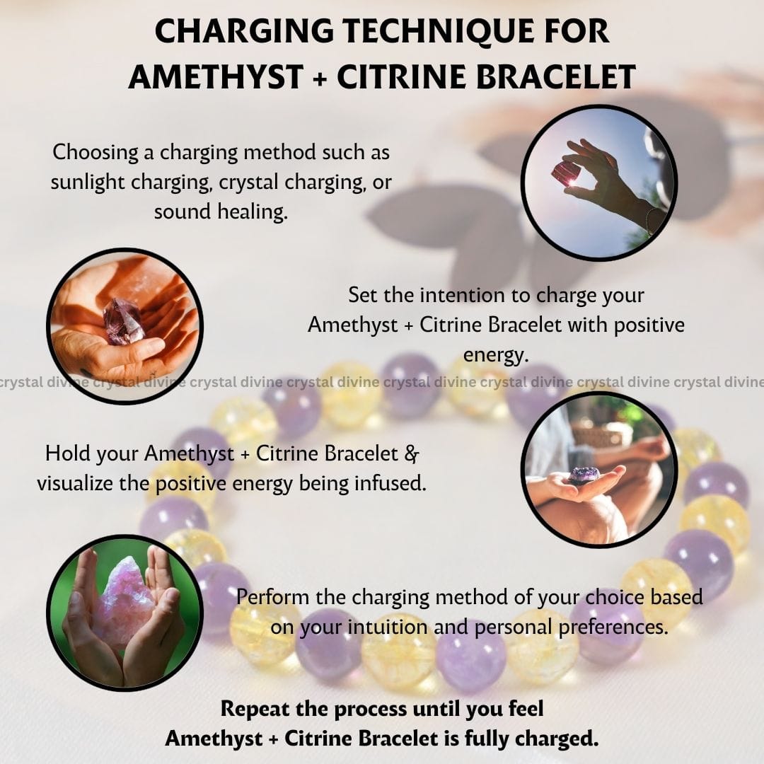 Amethyst + Citrine Bracelet - 8 MM (Clarity & Focus)