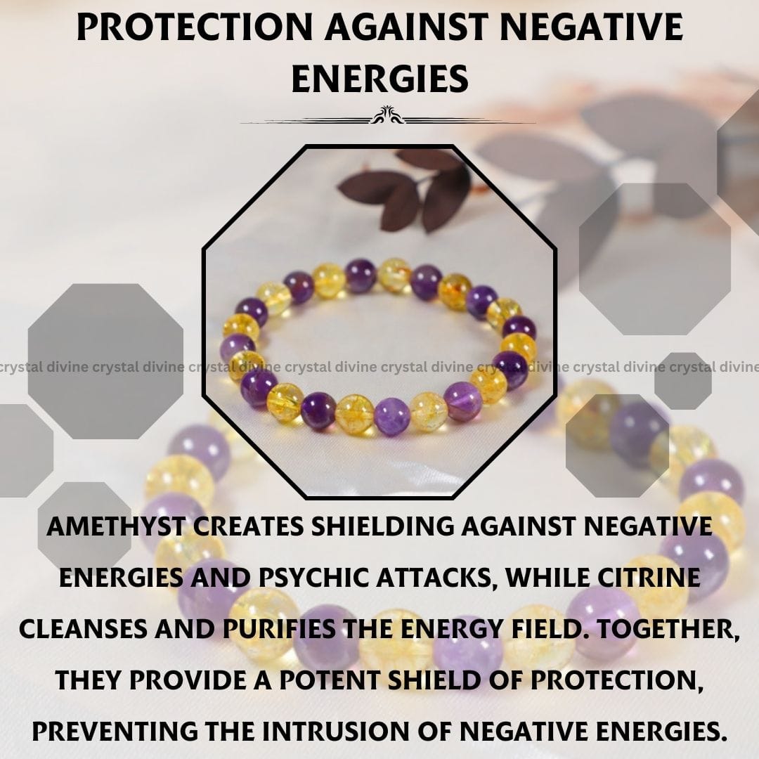 Amethyst + Citrine Bracelet - 8 MM (Clarity & Focus)
