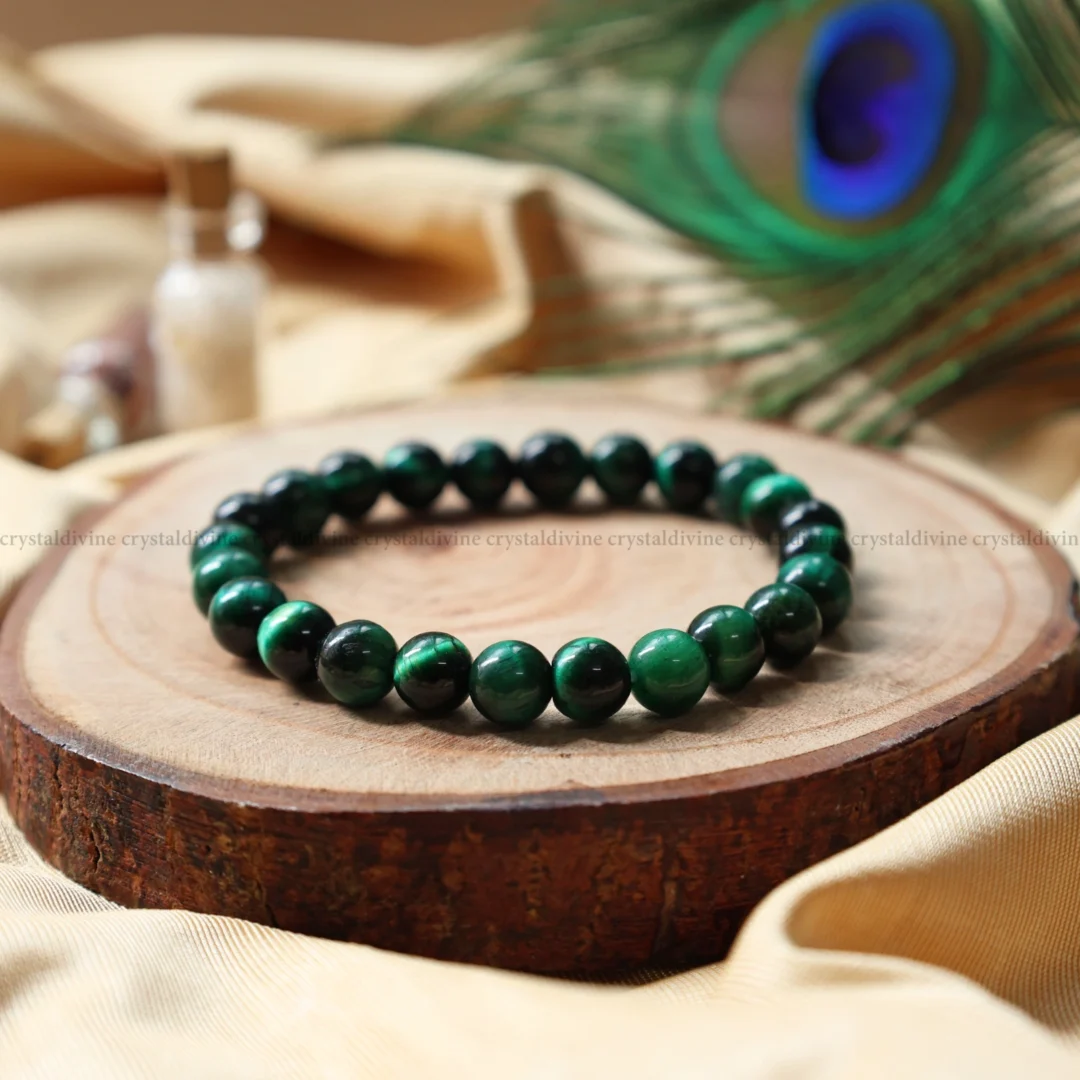 Green Tiger Eye Crystal Bracelet - 8 MM (Protection & Grounding)