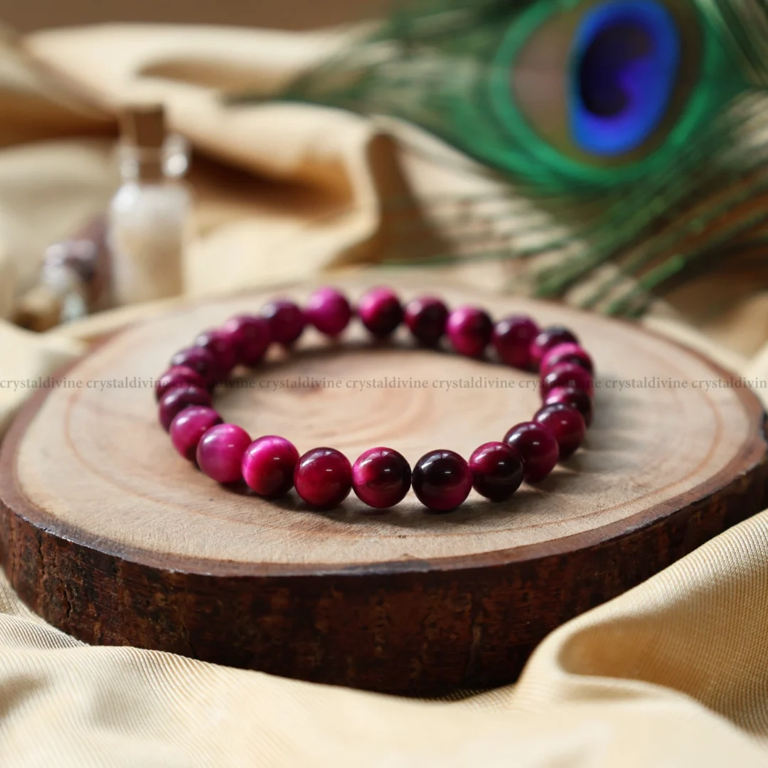 Pink Tiger Eye Crystal Bracelet - 8MM (Protection & Grounding)