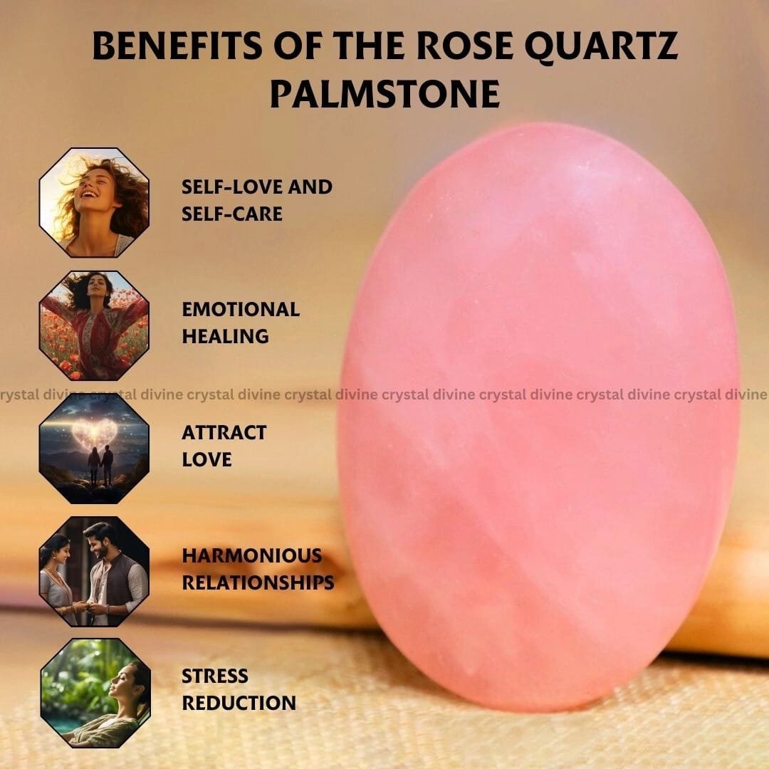 Rose Quartz Crystal Palm Stone