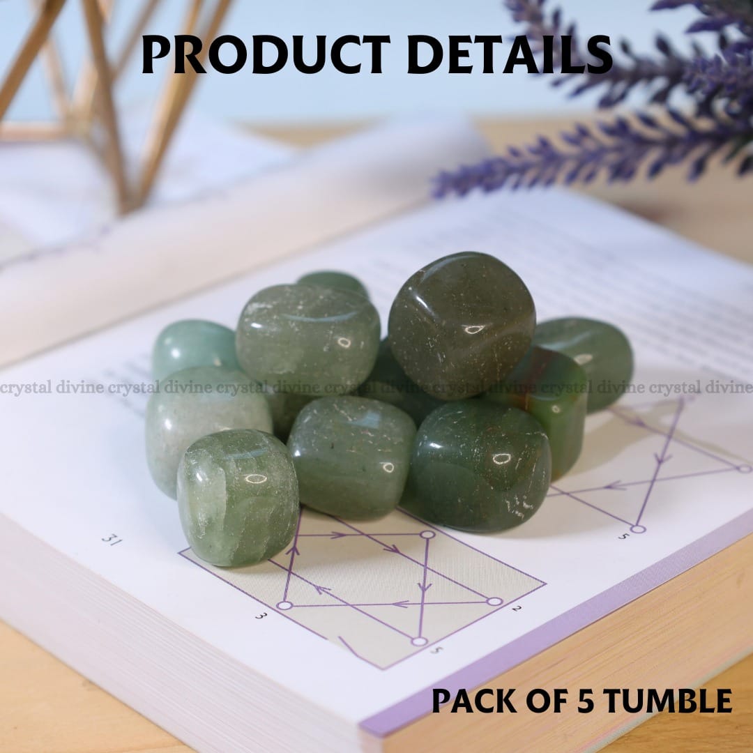 Green Aventurine Tumble Stone Pack of 5 (Luck & Prosperity)