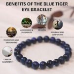 Blue Tiger Eye Crystal Bracelet - 8 MM (Protection & Grounding)