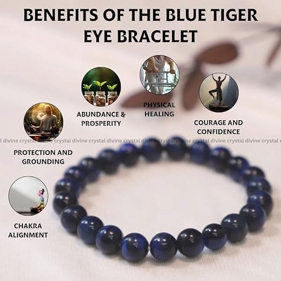Blue Tiger Eye Crystal Bracelet - 8 MM (Protection & Grounding)