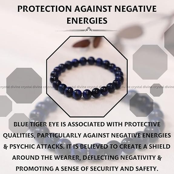 Blue Tiger Eye Crystal Bracelet - 8 MM (Protection & Grounding)