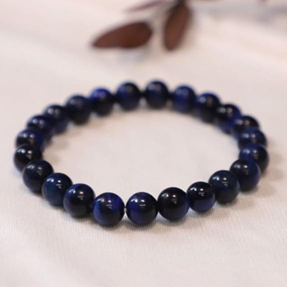 Blue Tiger Eye Crystal Bracelet - 8 MM (Protection & Grounding)