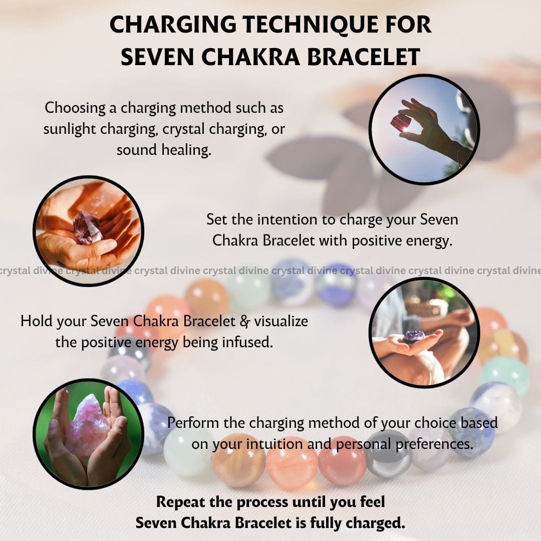 Seven Chakra Crystal Bracelet - 8 MM (Enhanced Meditation & Focus)