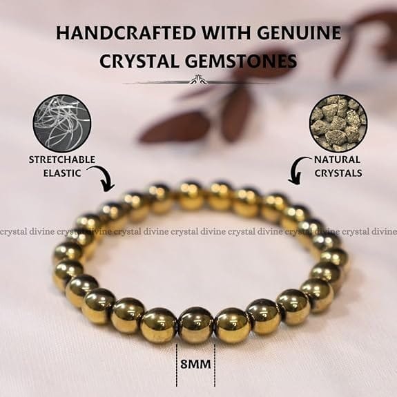 Golden Pyrite Crystal Bracelet - 8MM (Chakra Alignment)