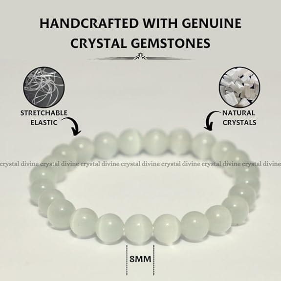 Selenite Crystal Bracelet - 8 MM (Cleansing & Purification)