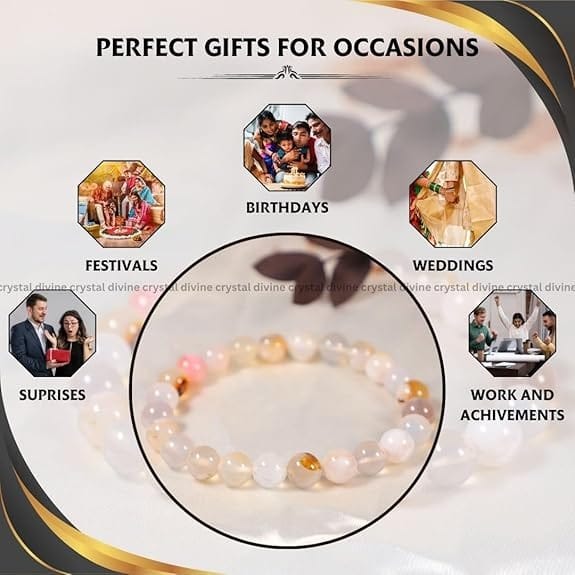 Flower Agate Crystal Bracelet - 8 MM (Self-Esteem & Confidence)