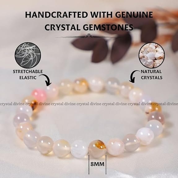 Flower Agate Crystal Bracelet - 8 MM (Self-Esteem & Confidence)