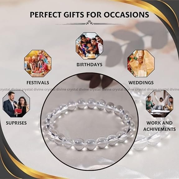 Clear Quartz Crystal Bracelet - 8 MM (Clarity & Focus)