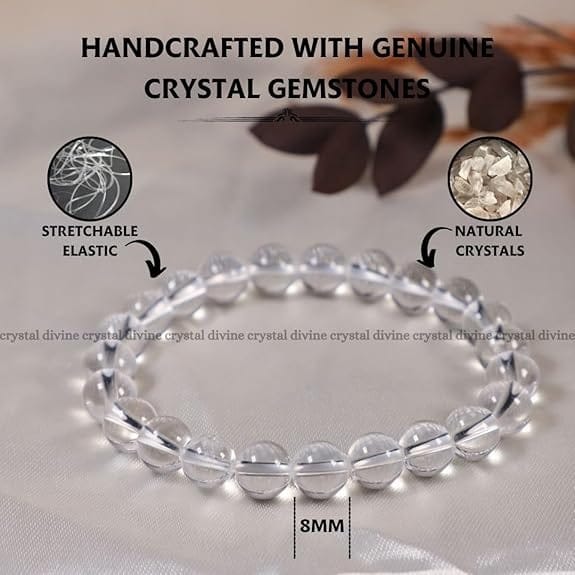 Clear Quartz Crystal Bracelet - 8 MM (Clarity & Focus)