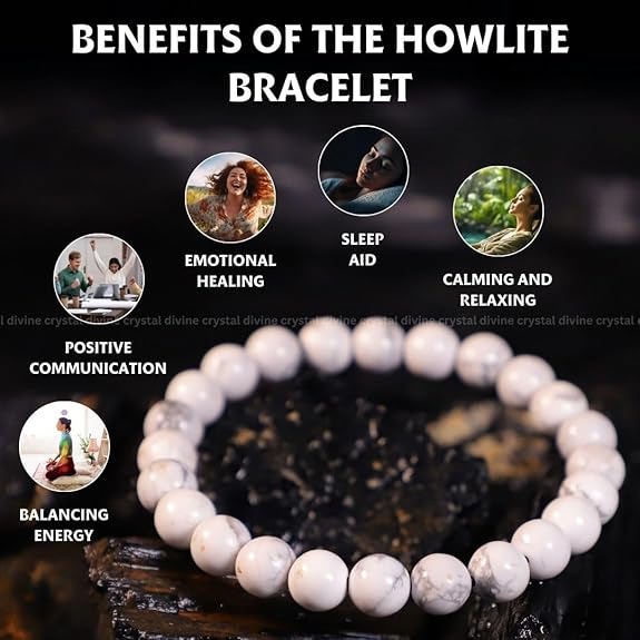 Howlite Crystal Bracelet - 8MM (Calming & Stress Reduction)