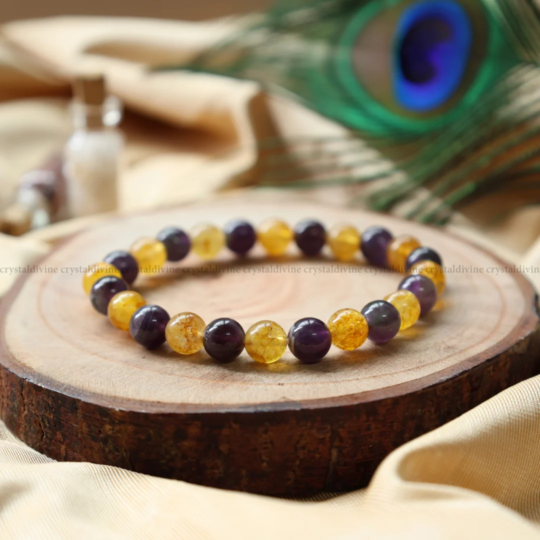 Amethyst + + Citrine Bracelet - 8 MM (Clarity & Focus)