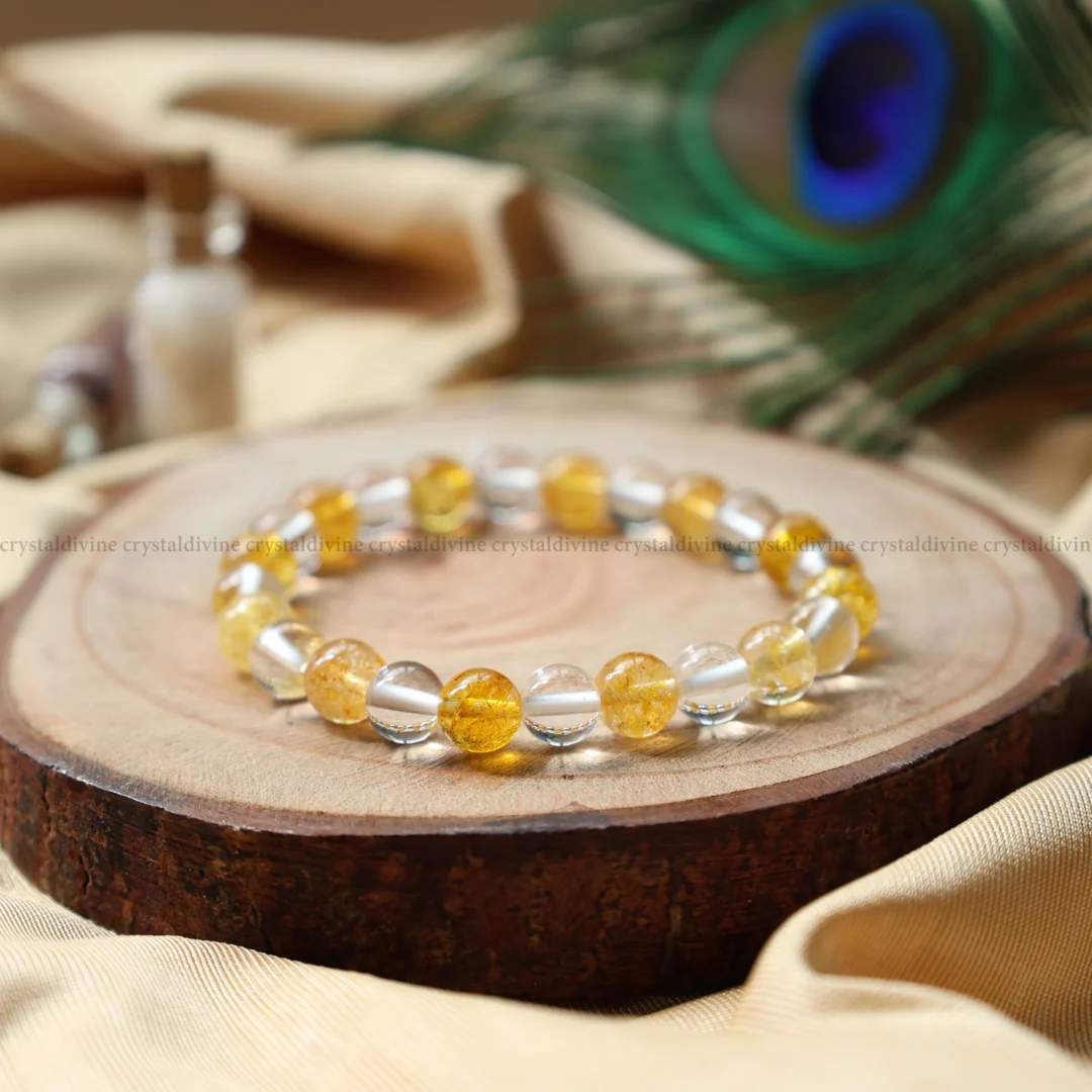 Clear Quartz + Citrine Bracelet - 8 MM (Abundance & Prosperity)