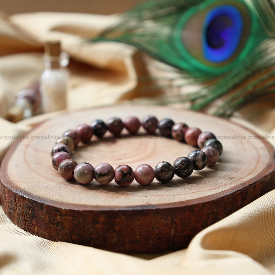 Rhodonite Crystal Bracelet - 8 MM (Grounding Energy & Physical Healing)