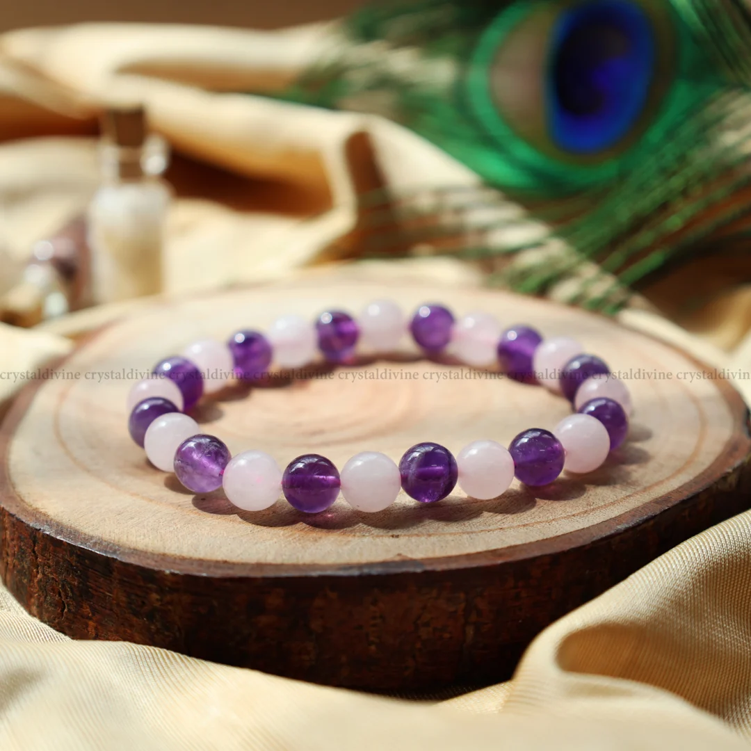 Rose Quartz + Amethyst Bracelet - 8 MM