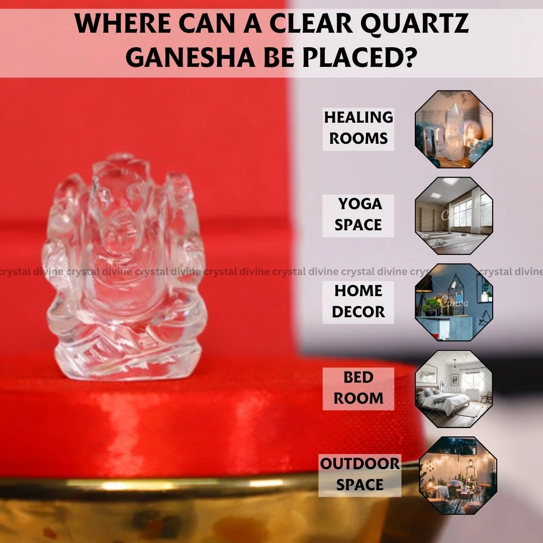 Clear Quartz Crystal Pocket Ganesha - 1 inch (Clarity & Focus)