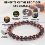 Red Tiger Eyes Crystal Bracelet - 8 MM (Grounding & Stability)