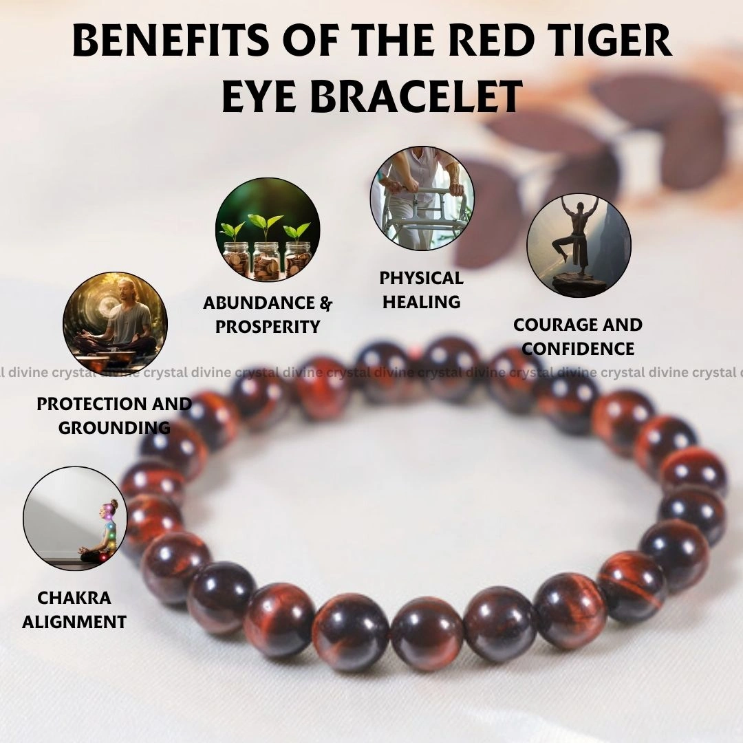 Red Tiger Eyes Crystal Bracelet - 8 MM
