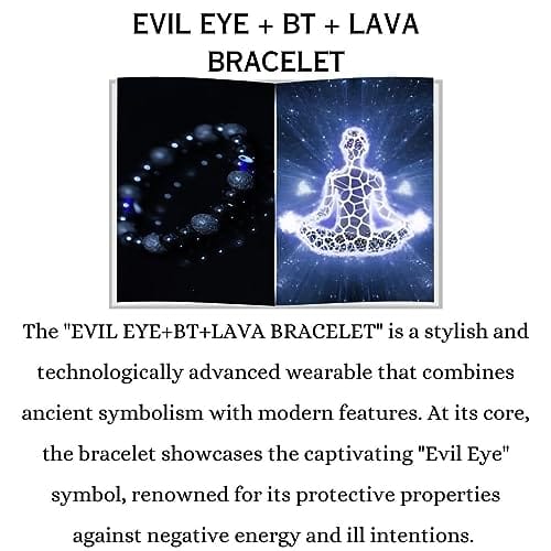 Evil Eye + Black Tourmaline + Lava Bracelet - 8 MM (Grounding & Protection)