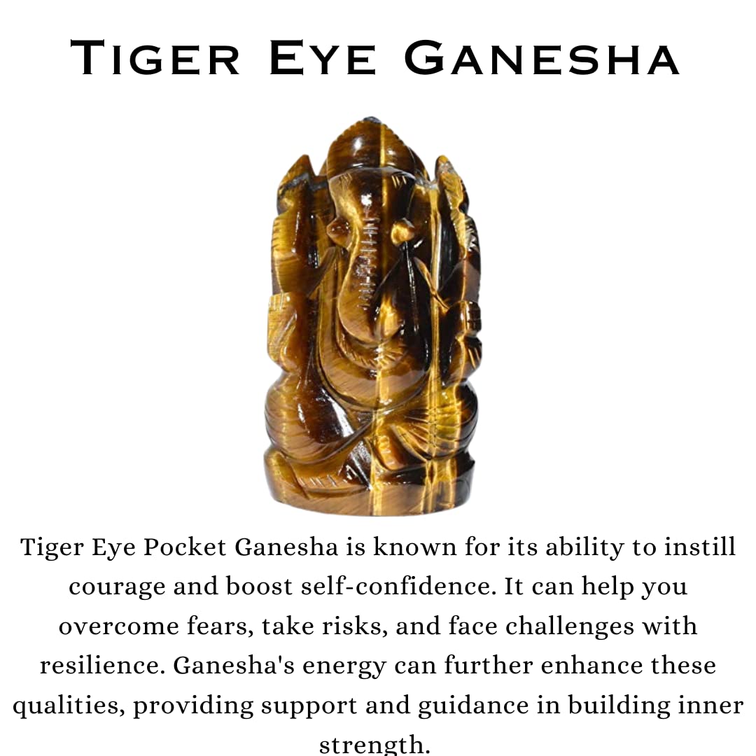 Tiger Eye Crystal Pocket Ganesha - 1inch (Grounding & Stability)