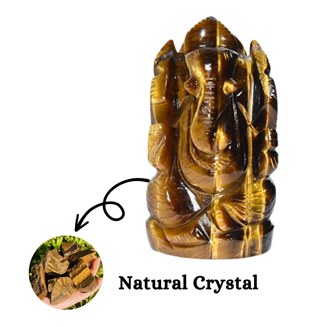 Tiger Eye Crystal Pocket Ganesha - 1inch (Grounding & Stability)