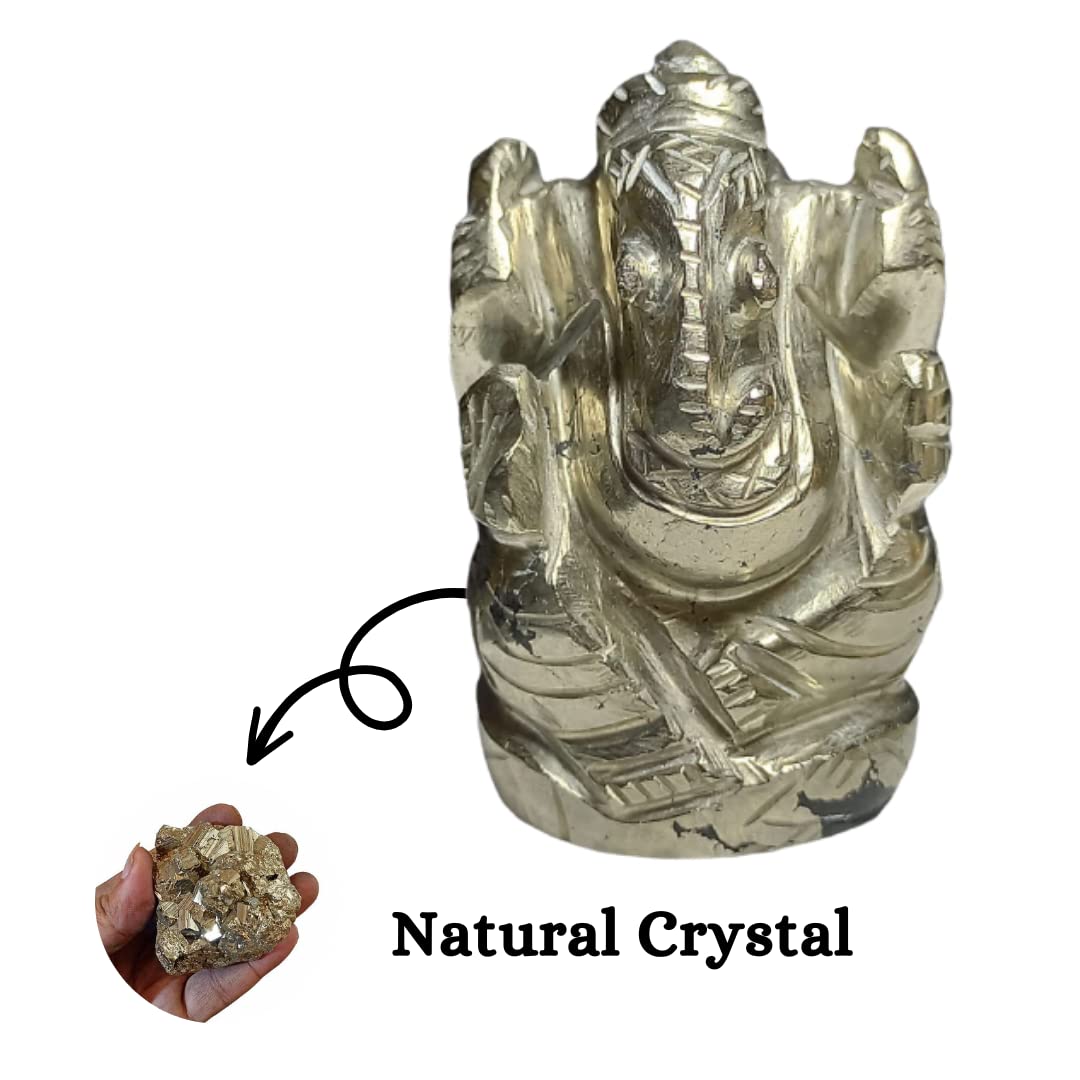 Pyrite Crystal Pocket Ganesha - 1inch (Energy & Vitality)