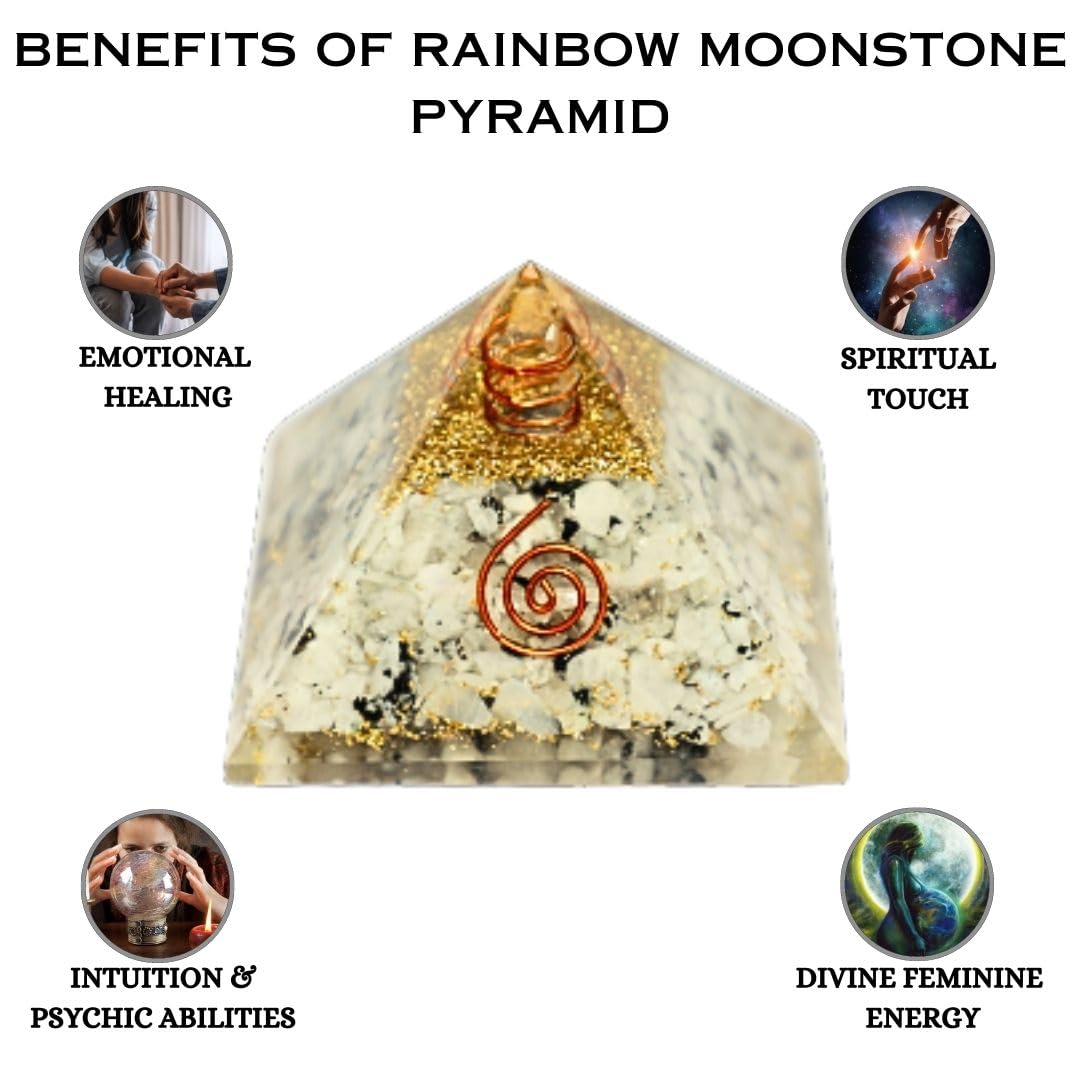 Rainbow Moonstone Crystal Pyramid (Protection & Energy Cleansing)
