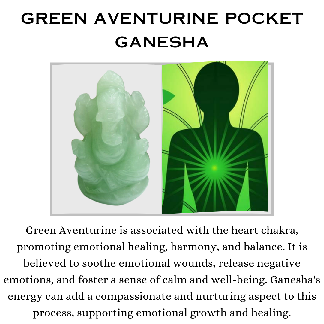Green Aventurine Crystal Pocket Ganesha - 1inch (Luck & Prosperity)