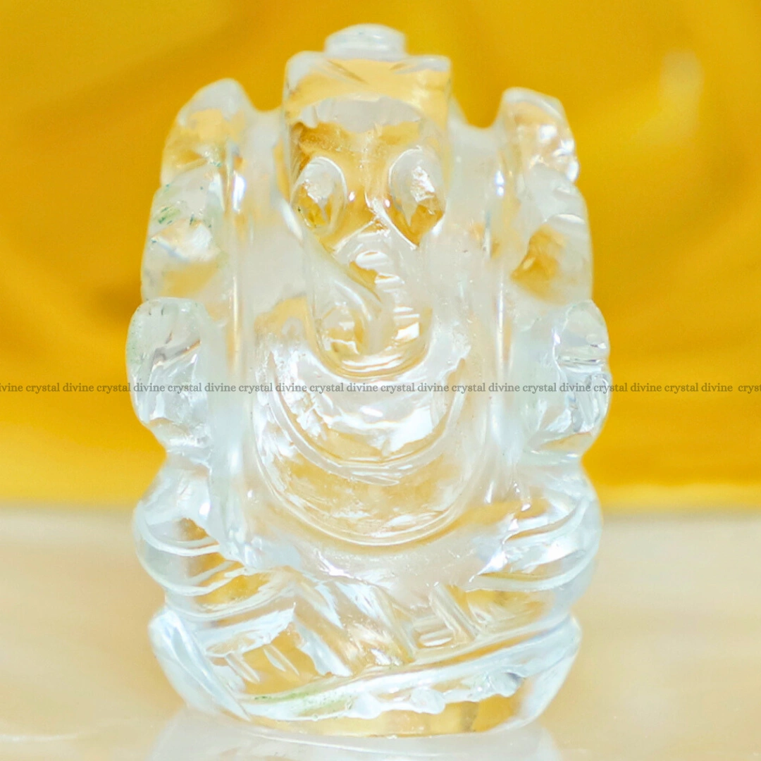 Clear Quartz Crystal Pocket Ganesha - 1 inch (Clarity & Focus)