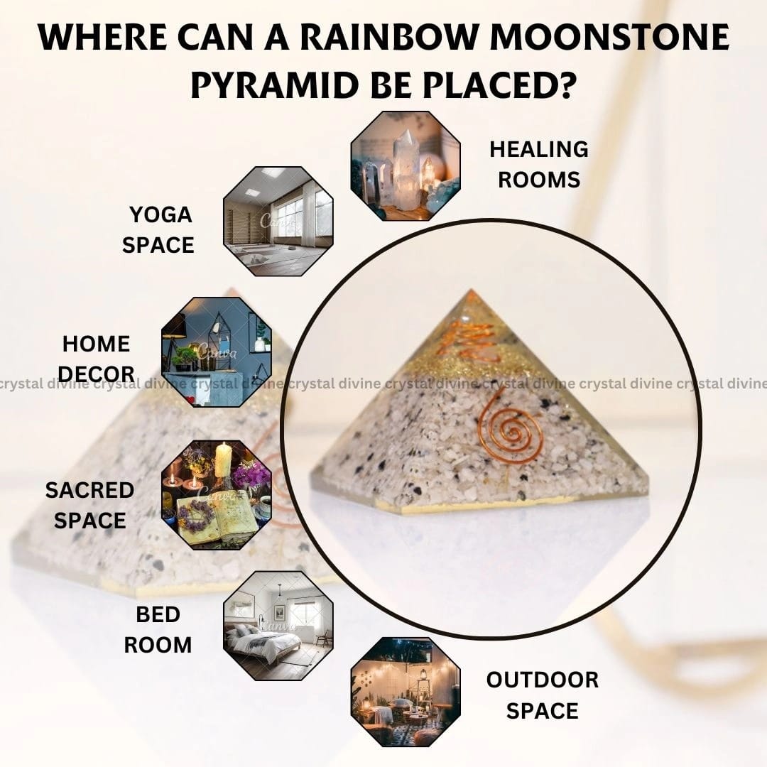 Rainbow Moonstone Crystal Pyramid (Protection & Energy Cleansing)
