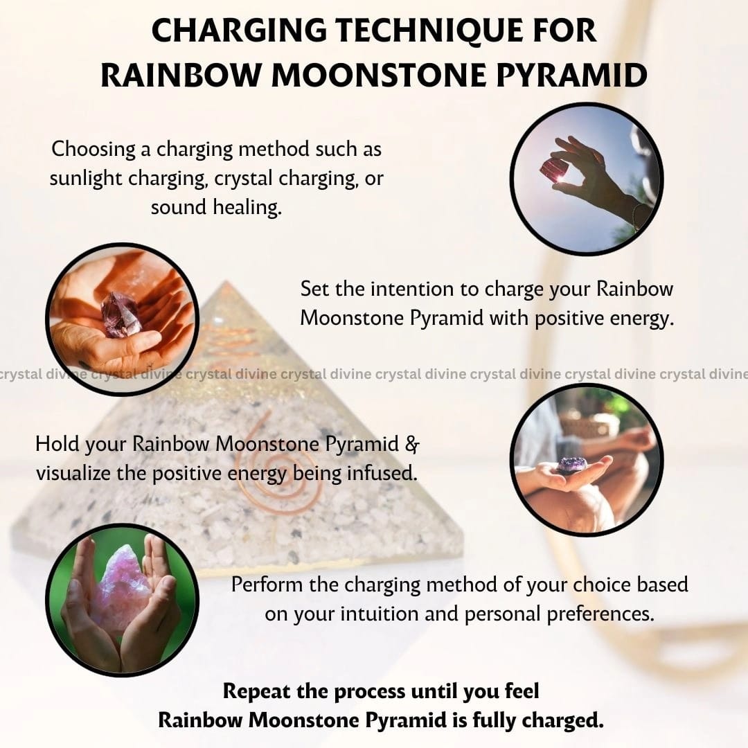 Rainbow Moonstone Crystal Pyramid (Protection & Energy Cleansing)