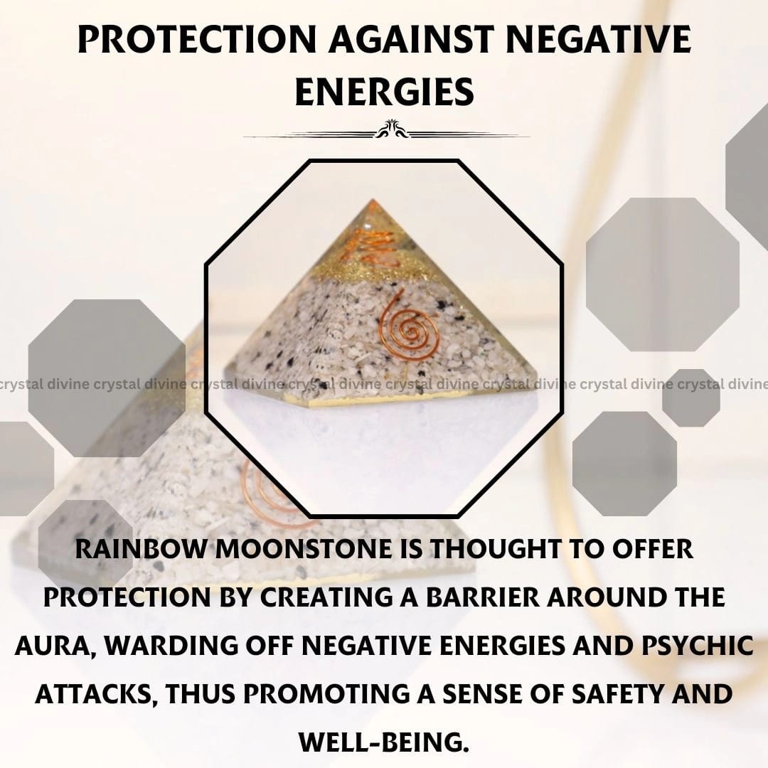Rainbow Moonstone Crystal Pyramid (Protection & Energy Cleansing)