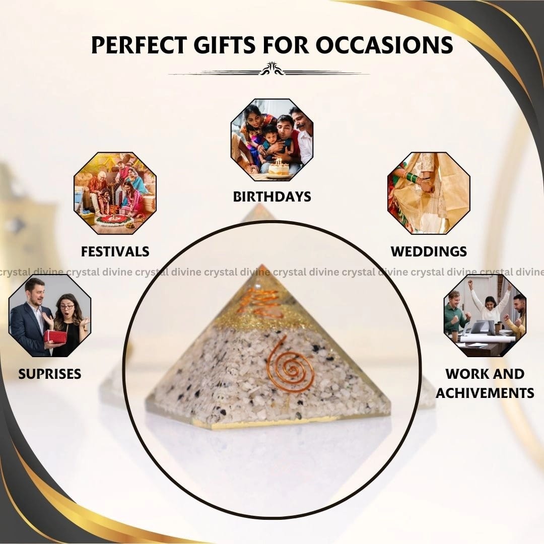 Rainbow Moonstone Crystal Pyramid (Protection & Energy Cleansing)