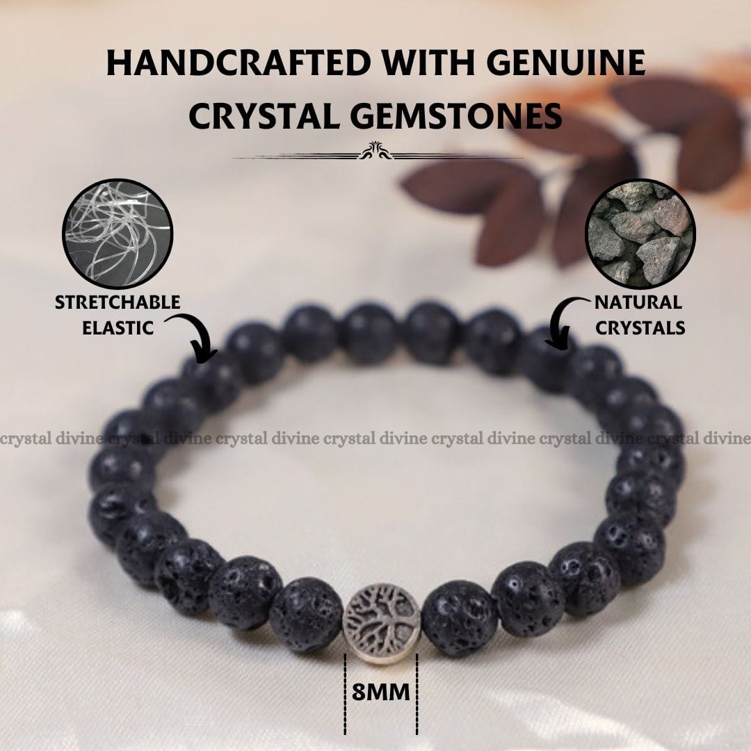 Lava With Tree Charm Bracelet - 8 MM (Meditation & Mindfulness)