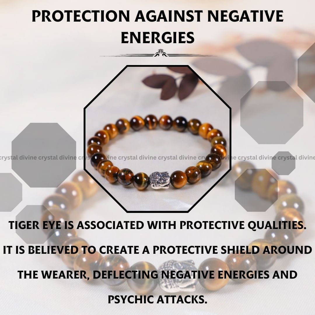 Tiger Eye With Buddha Charm Bracelet - 8 MM (Focus & Clarity)