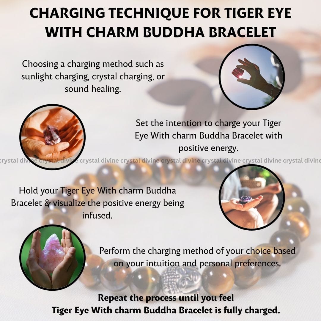 Tiger Eye With Buddha Charm Bracelet - 8 MM (Focus & Clarity)