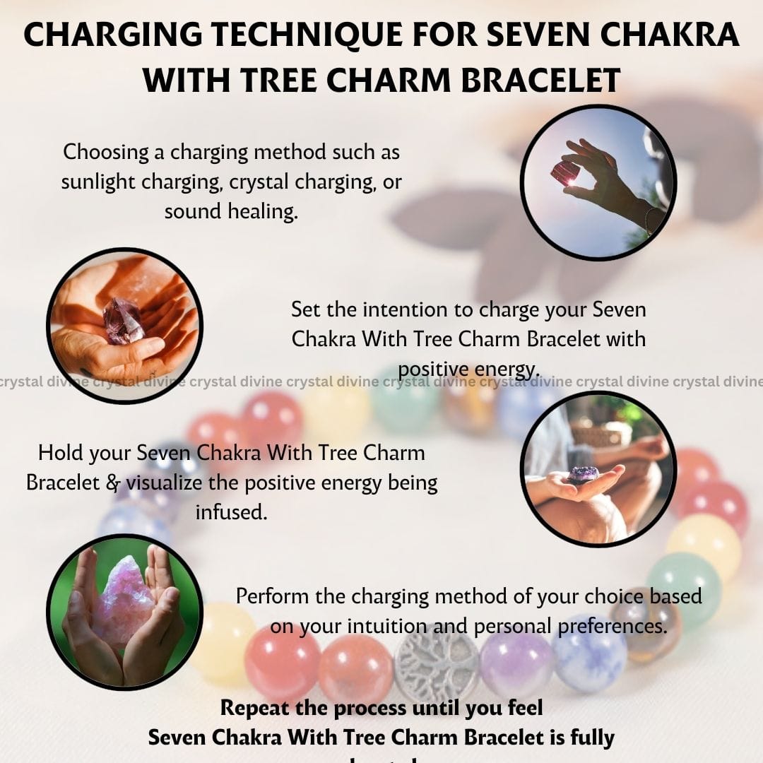 Seven Chakra With Tree Charm Bracelet - 8 MM (Emotional & Mental Stability)