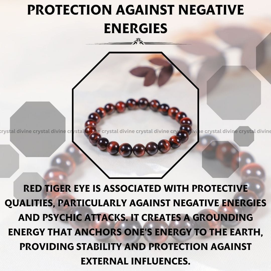 Red Tiger Eyes Crystal Bracelet - 8 MM (Grounding & Stability)