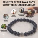 Lava With Tree Charm Bracelet - 8 MM (Meditation & Mindfulness)