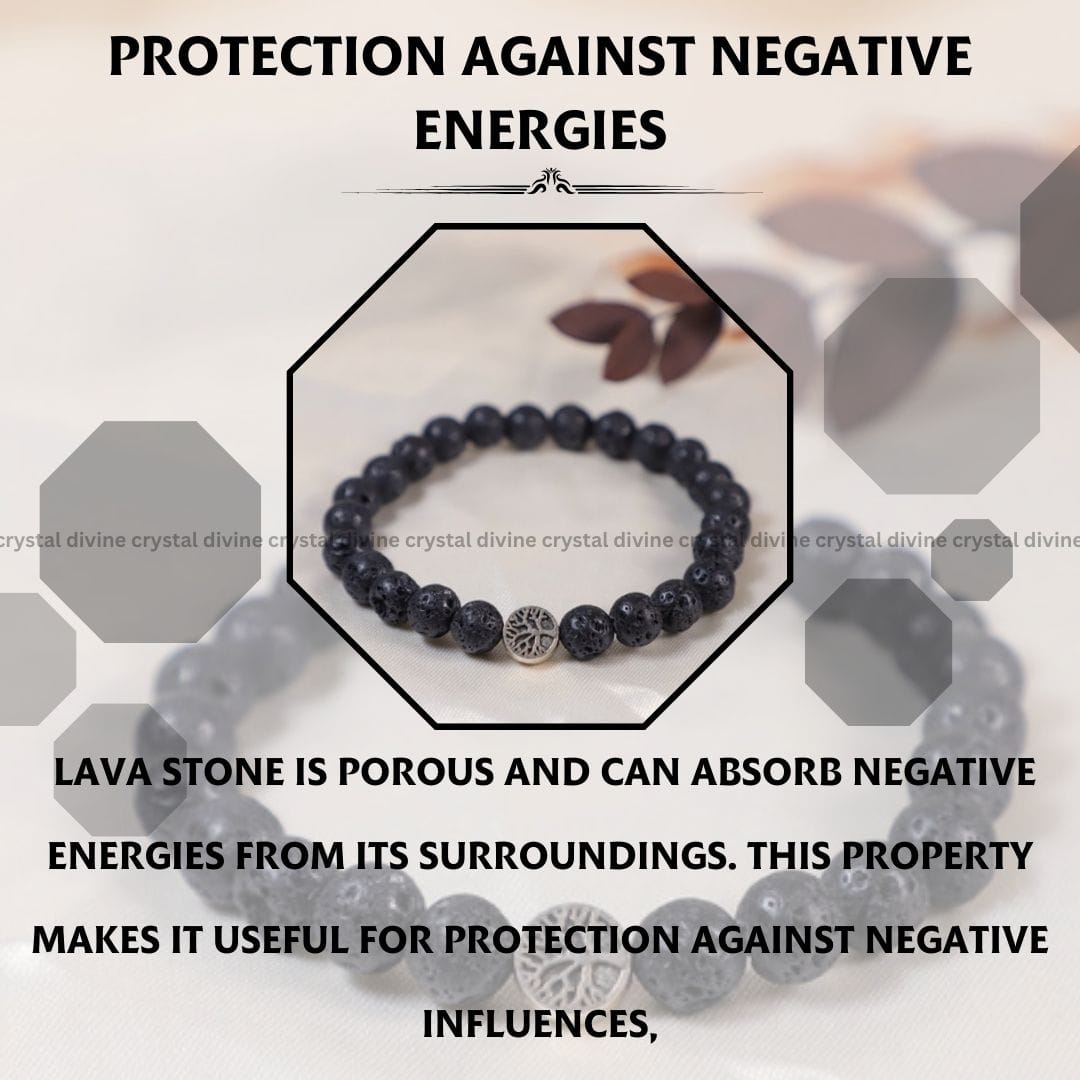 Lava With Tree Charm Bracelet - 8 MM (Meditation & Mindfulness)