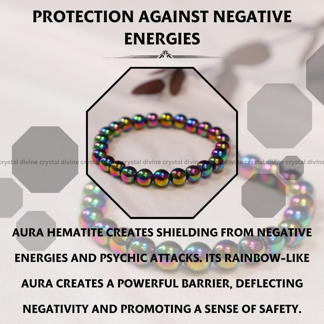 Aura Hematite Crystal Bracelet - 8 MM (Enhanced Focus & Concentration)