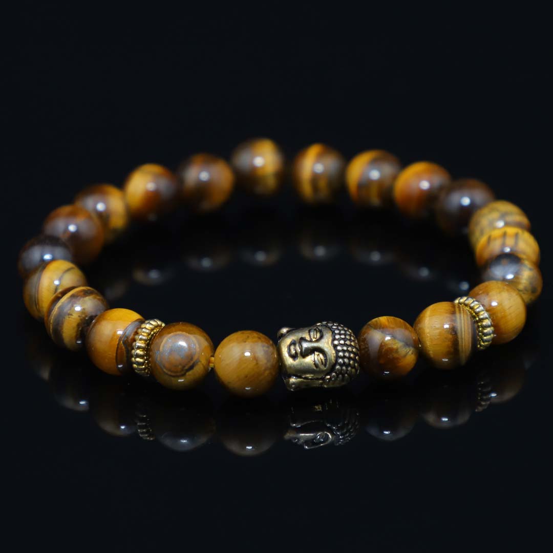 Tiger Eye With Buddha charm Bracelet - 8 MM (Focus & Clarity)