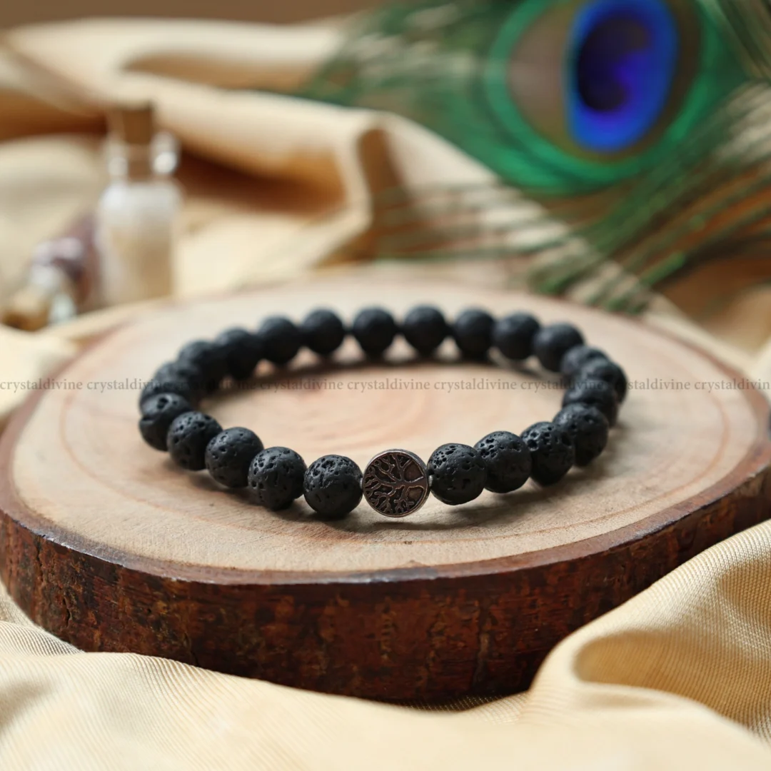 Lava With Tree Charm Bracelet - 8 MM (Meditation & Mindfulness)