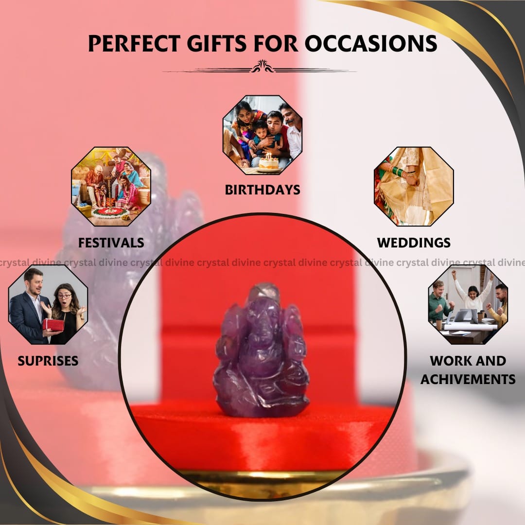 Amethyst Crystal Pocket Ganesha - 1inch (Calming & Stress Reduction)