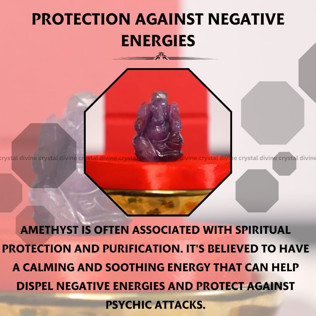 Amethyst Crystal Pocket Ganesha - 1inch (Calming & Stress Reduction)