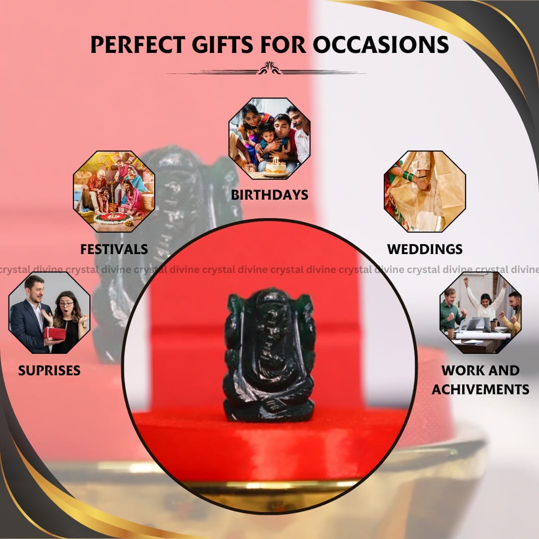 Green Jade Crystal Pocket Ganesha - 1inch (Calming & Balancing)