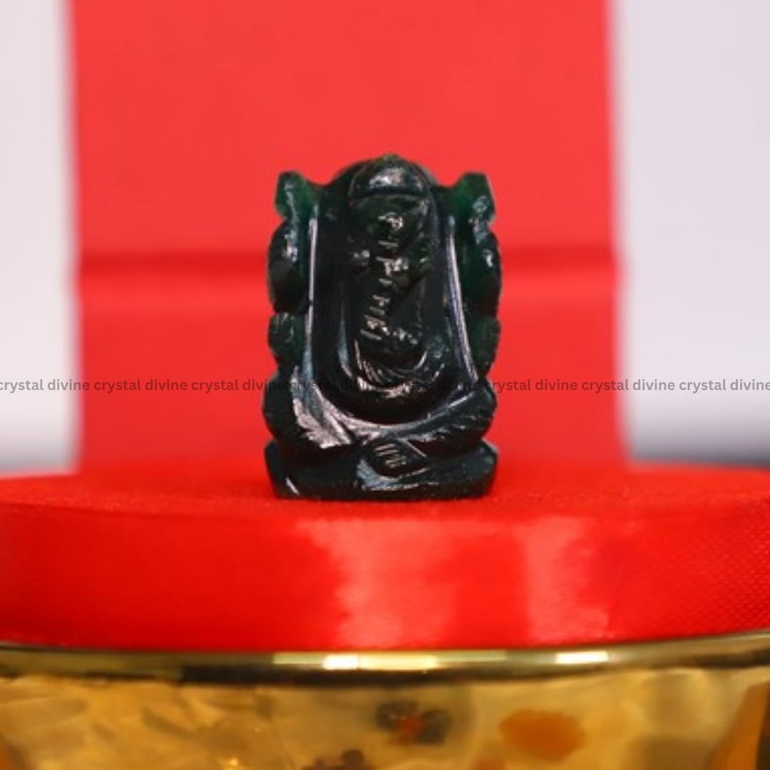 Green Jade Crystal Pocket Ganesha - 1inch (Calming & Balancing)
